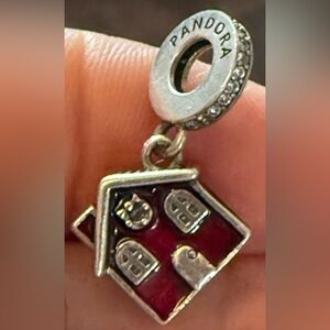 Pandora- Elegant Red and Silver House Charm Pendant